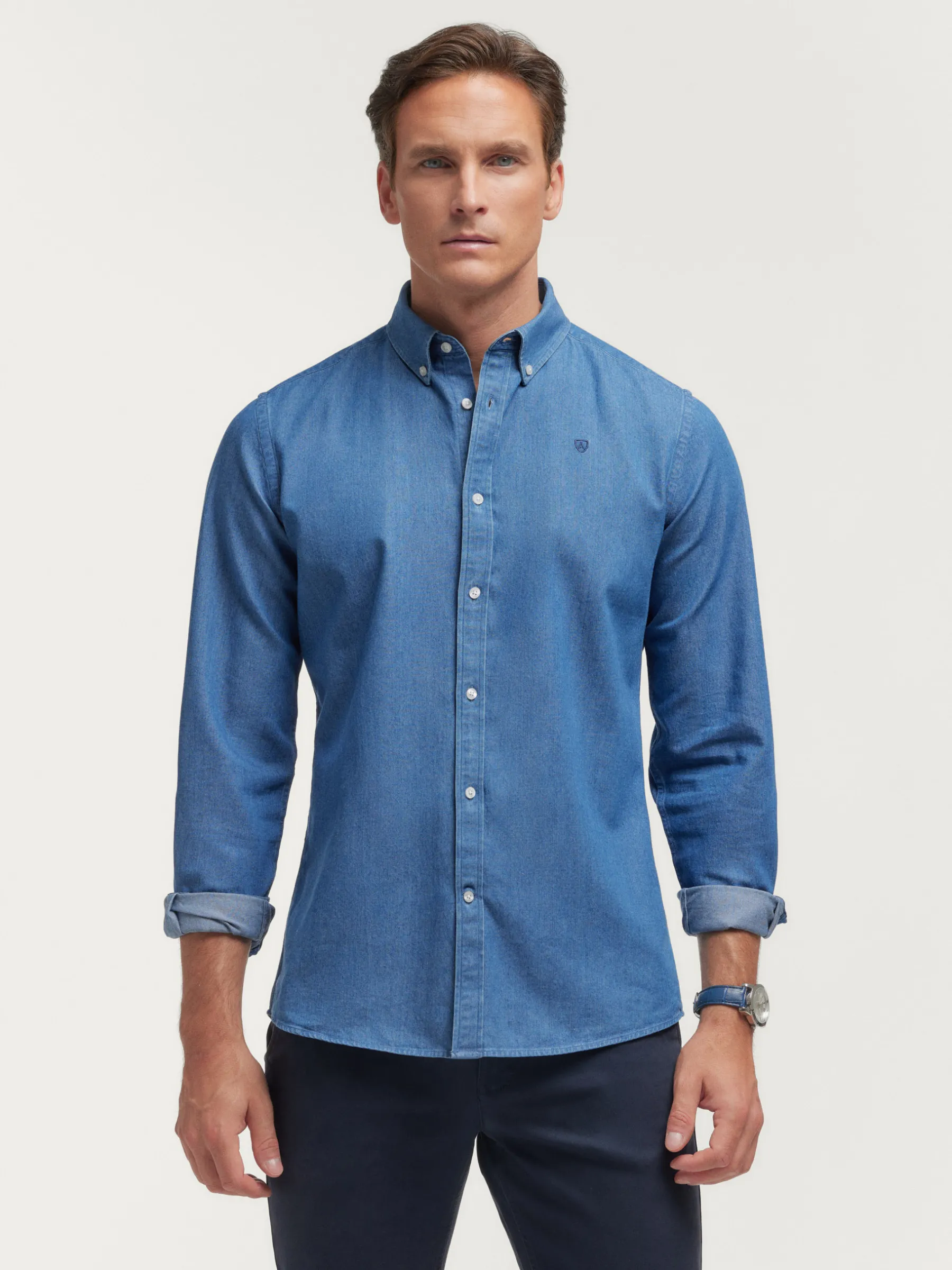Fashion CAMISA DENIM SLUB Hombre Casual