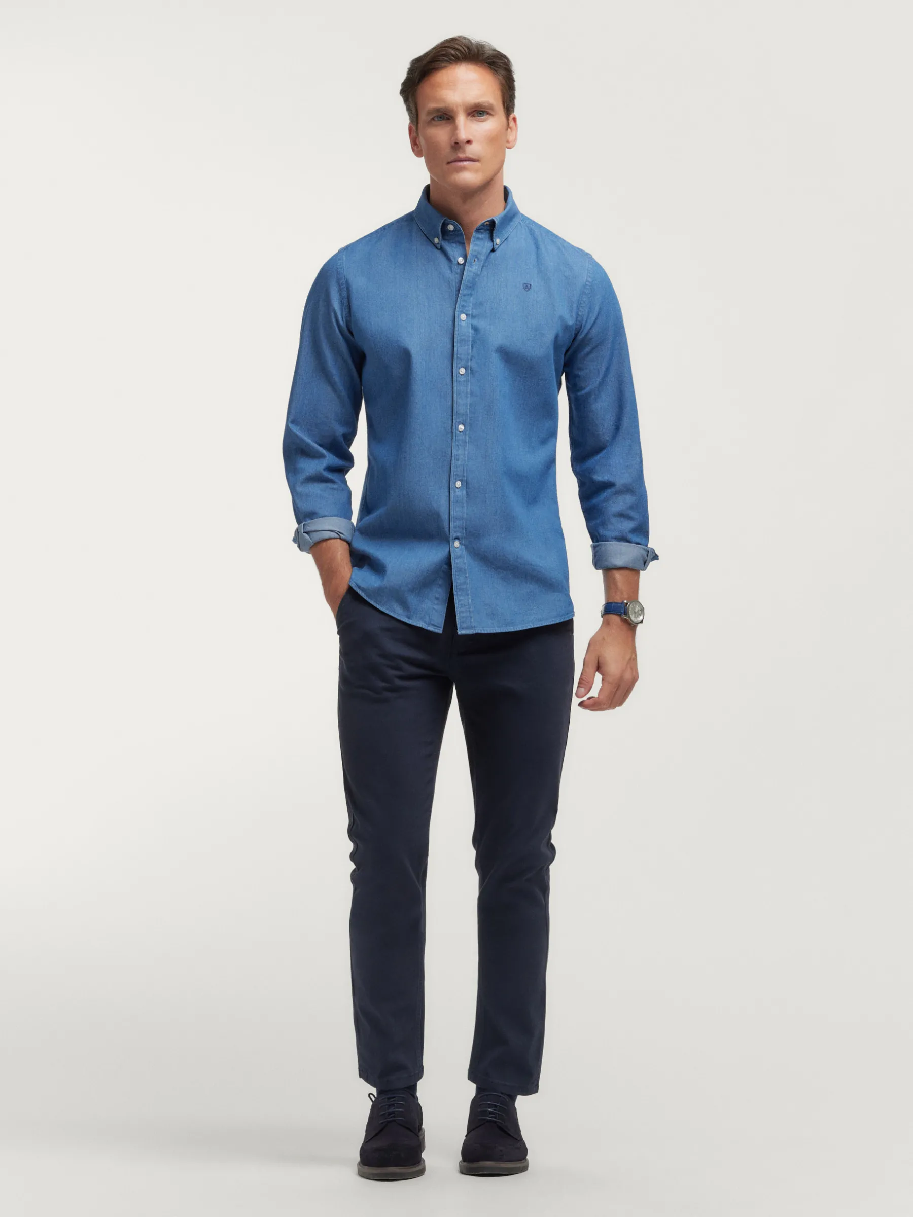 Fashion CAMISA DENIM SLUB Hombre Casual