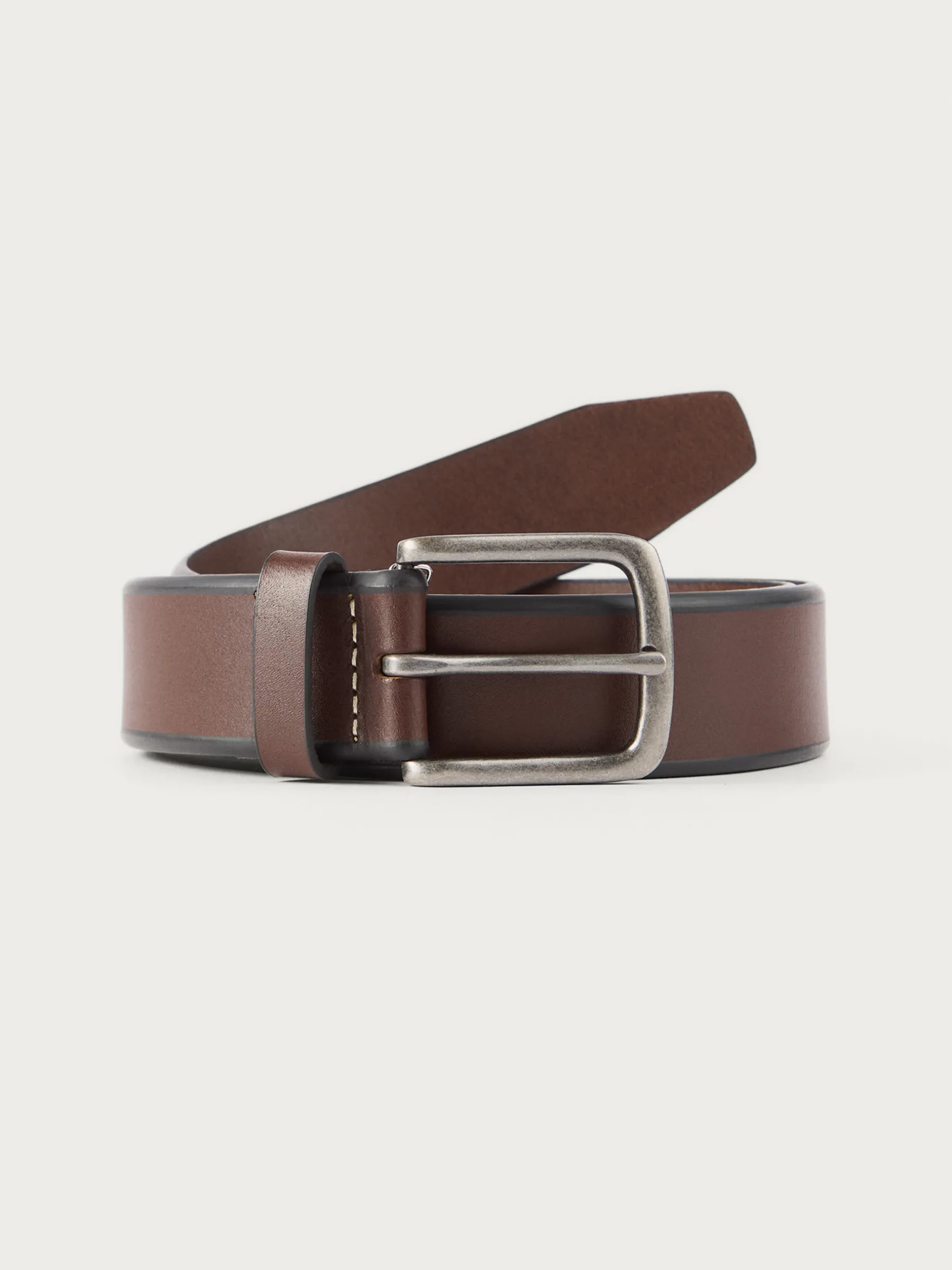 New CINTURON PIEL BISEL MARRÓN Hombre Cinturones